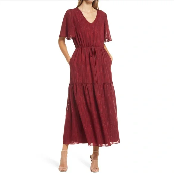 Donna Ricco | Dresses | Donna Ricco Vneck Flutter Sleeve Maxi Dress Nwt |  Poshmark